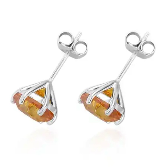 Lustro Stella Finest Yellow CZ Stud Earrings in Platinum over Sterling Silver - Picture 5 of 8
